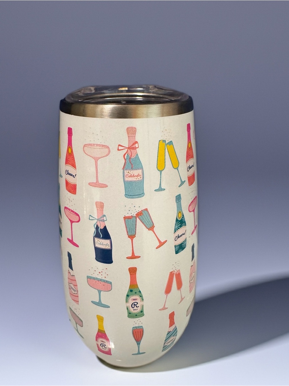 Swig Life 6 oz Stemless Champagne Flute – Cheers Celebration Print